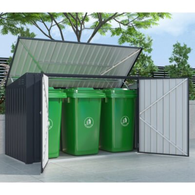 Coffre de rangement multifonctions 3150L 3 poubelles X METAL