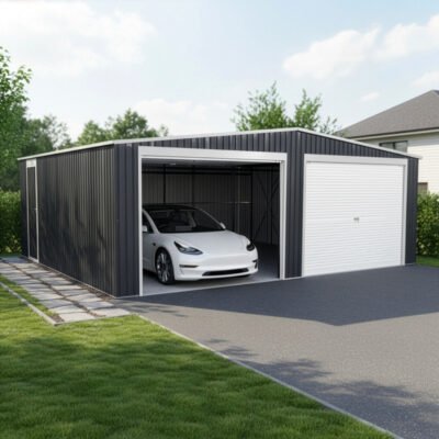 Garage double 637 x 513cm en acier galvanisé X METAL