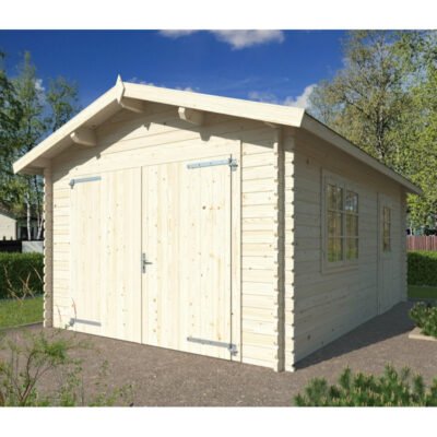 Garage en bois brut 165m² WhiteWood Prague madriers 34mm