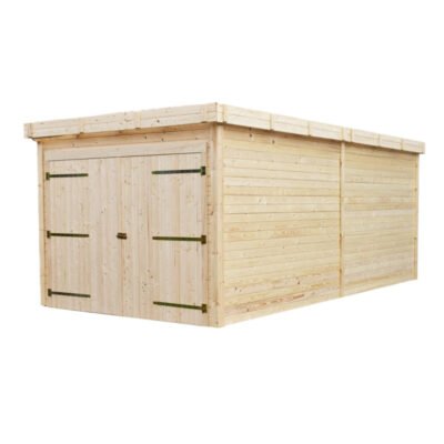 Garage en bois massif 16.24m² Habrita madriers 28mm