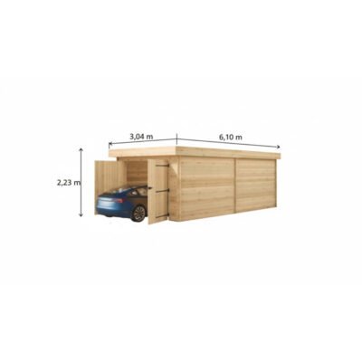 Garage en bois massif 16,24m² madriers 28mm Habrita