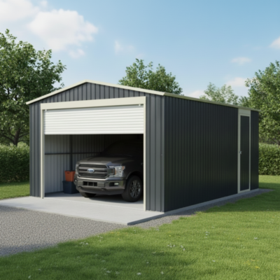 Garage métal anthracite 15.14m² X METAL porte enroulable