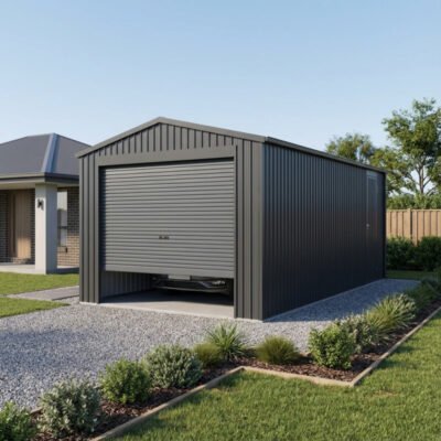 Garage métal anthracite 19.52m² X METAL porte enroulable