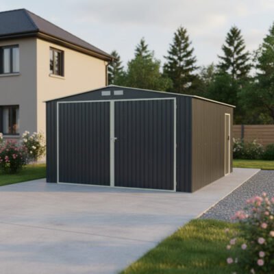 Garage métal anthracite 19.61m² X METAL double portes