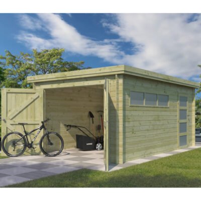 Garage Oregon 16.41m² en bois traité 28mm Gardenas