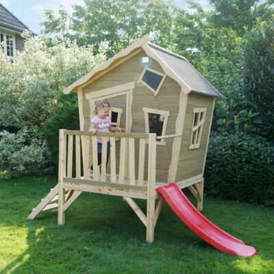 Maisonnette en bois Crooky 300 Exit Toys gris-beige