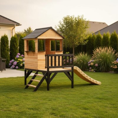 Maisonnette sur pilotis en bois thermo FSC traité Abracadaprout