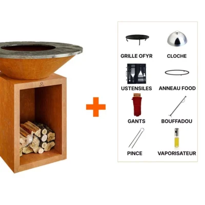 Pack brasero plancha OFYR Storage 100 Corten +8 access