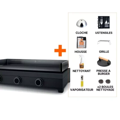 Pack plancha gaz Forge Adour Modern 75 acier 3 feux +8 access