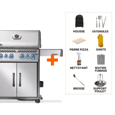 Pack BBQ gaz Napoléon Rogue PRO S 525 Inox + 8 accessoires