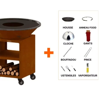 Pack brasero Oyat 98 cm Pro Storage Cognac +8 access