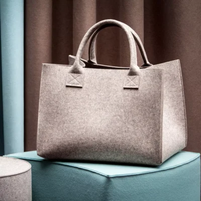 Sac à bûches avec anses HeySign Gris clair feutre