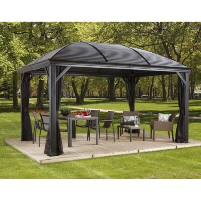 Pergola Sojag 3 x 4 m Moreno en alu anthracite et toit en acier