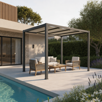 Pergola autoportante à toile rétractable 3x3m X METAL