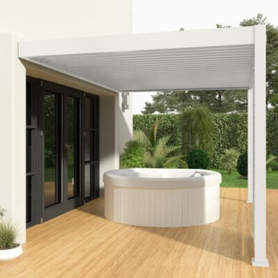 Pergola Ombrea bioclimatique adossée 3x4m en alu blanc