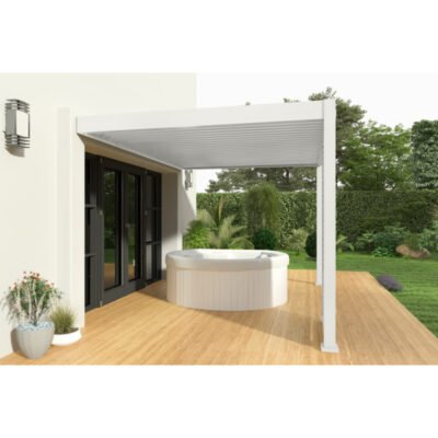 Pergola bioclimatique Ombrea en alu blanc 3x4m