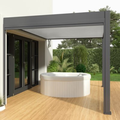 Pergola bioclimatique adossée 3 x 4m Ombrea en alu