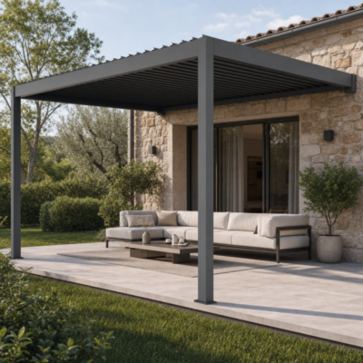 Pergola X METAL 3x3m  bioclimatique adossée en aluminium