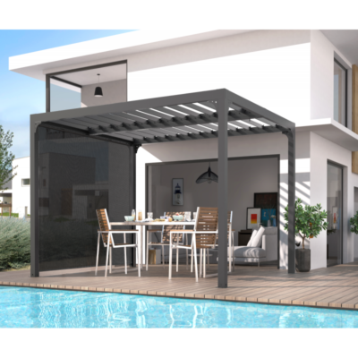 Pergola bioclimatique HABRITA 10.80m² aluminium anthracite
