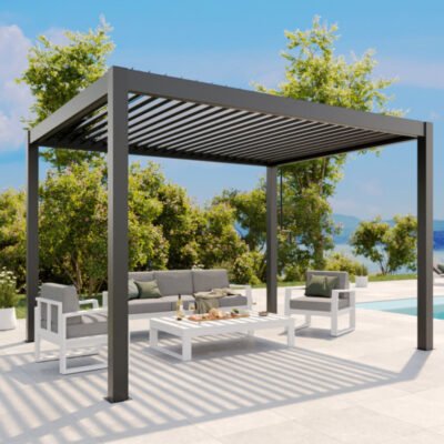 Pergola bioclimatique HABRITA 11.90m² aluminium anthracite