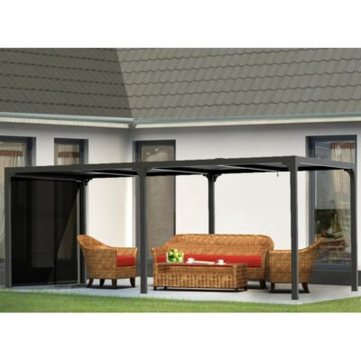 Pergola HABRITA bioclimatique 21.52m² aluminium anthracite