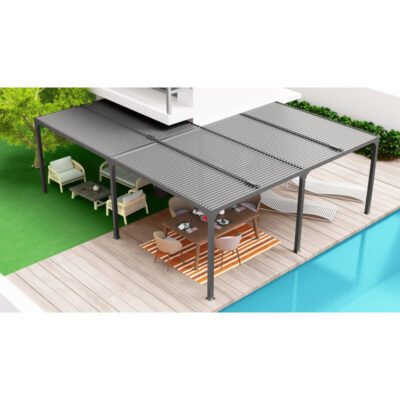 Pergola bioclimatique HABRITA XXL 32.63m² aluminium anthracite