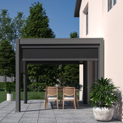 Ombrea Pergola bioclimatique 3x3m en alu autoportante
