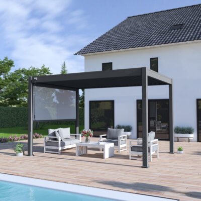 Pergola bioclimatique autoportante 3x4m Ombrea en alu