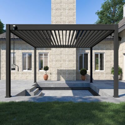Pergola bioclimatique 4 x 4m Ombrea en alu anthracite