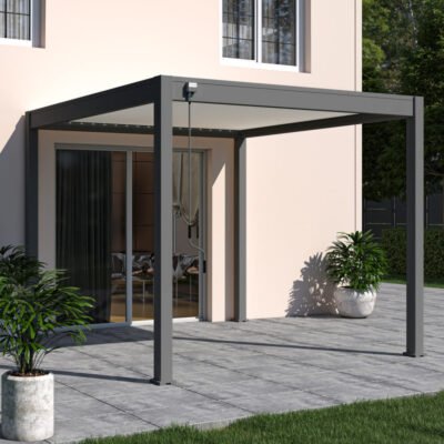 Pergola 3x3m Ombrea bioclimatique autoportante en alu anthracite