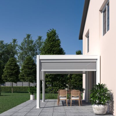 Pergola bioclimatique autoportante 3x3m en alu blanc Ombrea