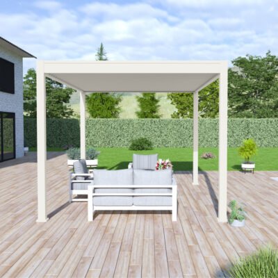 Pergola bioclimatique 3 x 4m Ombrea en alu blanc