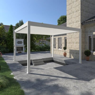 Pergola Ombrea bioclimatique 4 x 4m autoportante en alu blanc