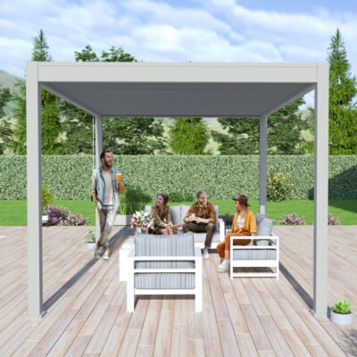 Pergola bioclimatique Ombrea gris perle 3x4m