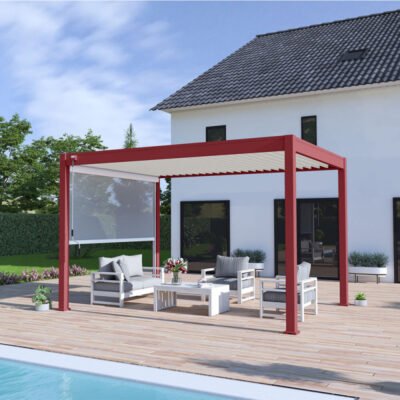 Pergola bioclimatique Ombrea rouge 3x4m en alu