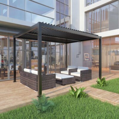Pergola bioclimatique 4x3m X METAL en aluminium anthracite