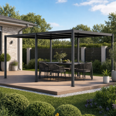 Pergola bioclimatique 5.8 x 3m X METAL en aluminium anthracite
