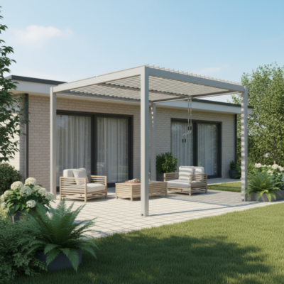 Pergola bioclimatique 3x3m X METAL en aluminium gris clair