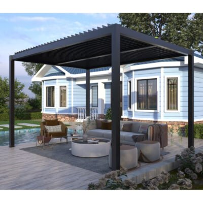 Pergola X METAL bioclimatique 3 x 3m en aluminium anthracite