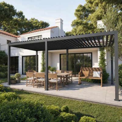 Pergola X METAL bioclimatique 3 x 5.8m en acier galvanisé