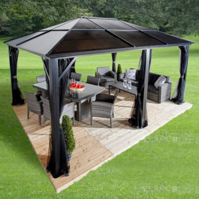 Pergola de jardin Meridien 365 x 485 cm en aluminium anthracite