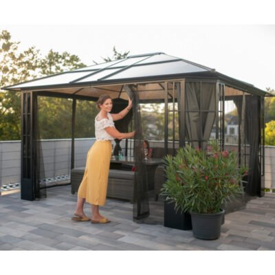 Pergola de jardin Savino 423 x 363 cm en aluminium anthracite