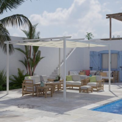 Pergola Essency en aluminium gris 400 x 300 cm