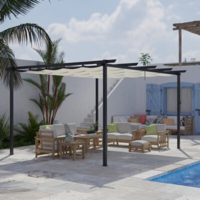 Pergola en aluminium gris 300 x 300 cm Essency