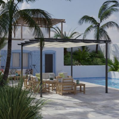 Pergola en aluminium gris 400 x 300 cm Essency