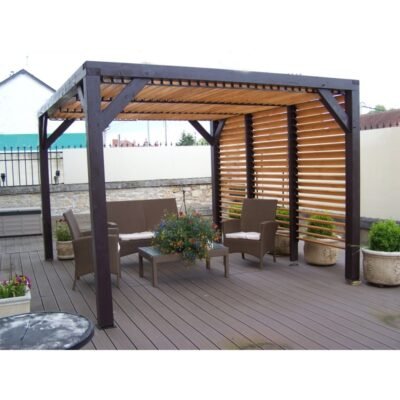 Pergola en bois Habrita Veneto 340 x 312 x 217 cm avec ventelles