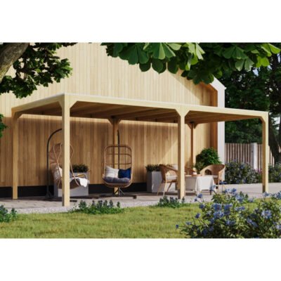 Pergola Karibu en bois massif 10.24m² Cubus avec 1 extension