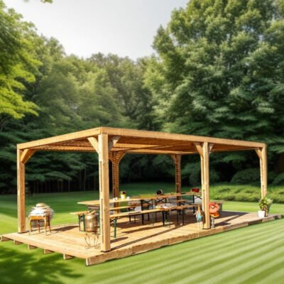Pergola HABRITA THERMAUVENT 20.93m² toit avec ventelles