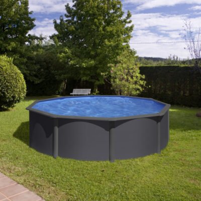 Piscine Gre acier ronde Anthracite 480 x 132 cm