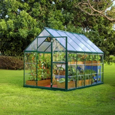 Serre de jardin Hybrid 5.6 m² vert polycarbonate double paroi
